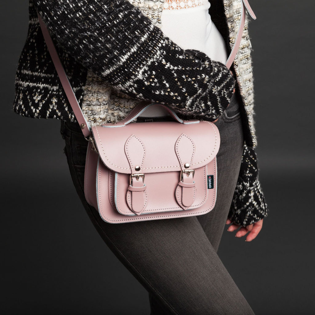 Handmade Leather Micro Satchel in Pastel Pink