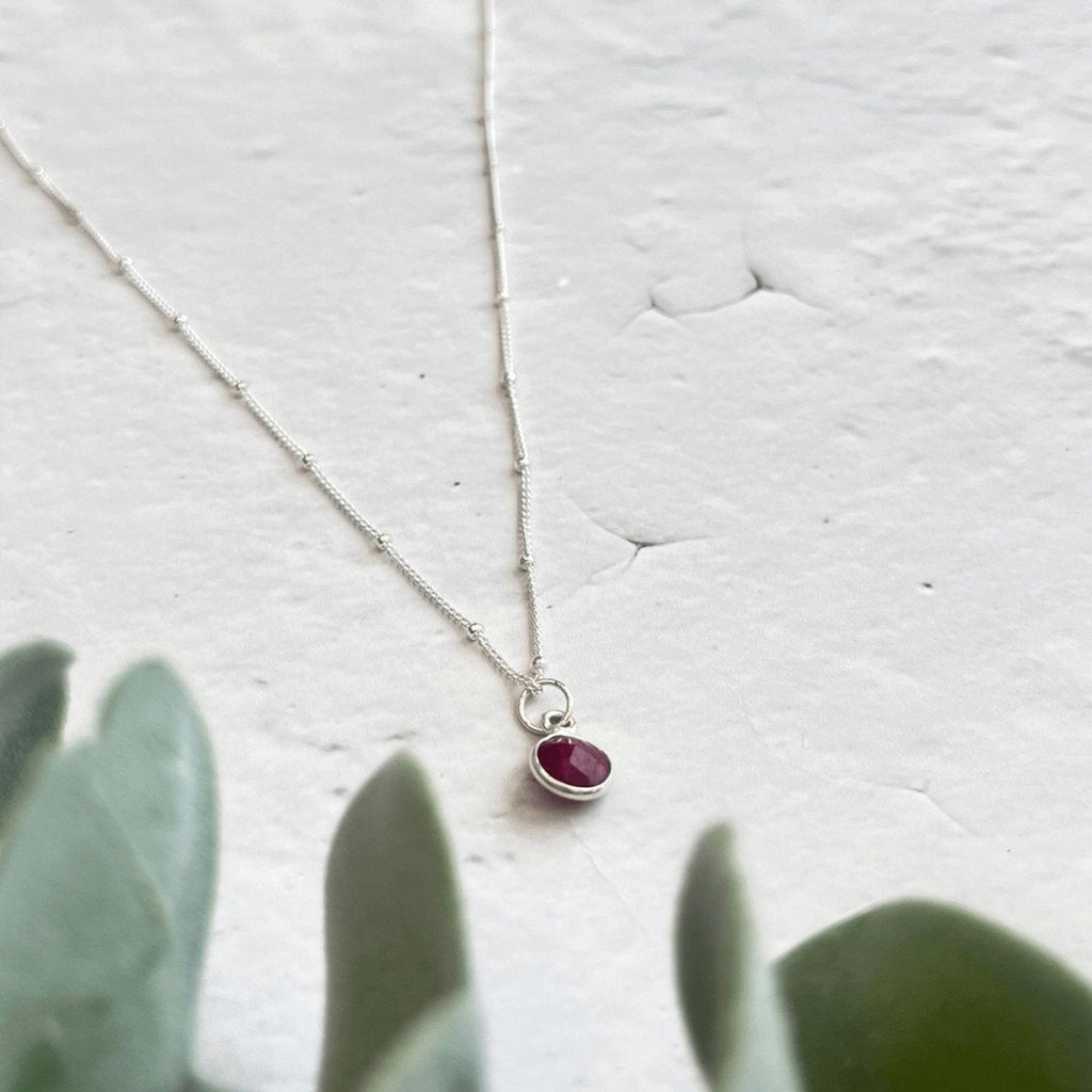 Ruby July Birthstone Necklace in Sterling Silver
