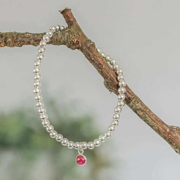 Ruby July Birthstone Bracelet in Gold or Silver