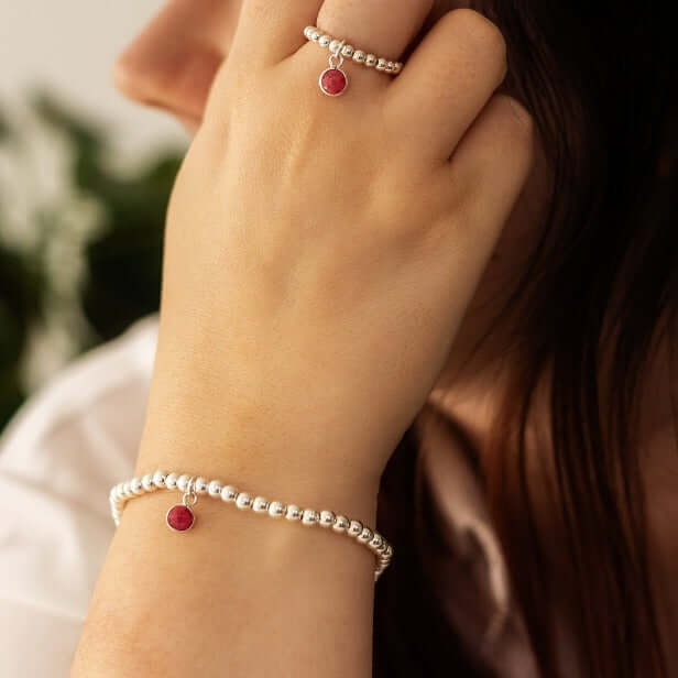 Ruby July Birthstone Bracelet in Gold or Silver