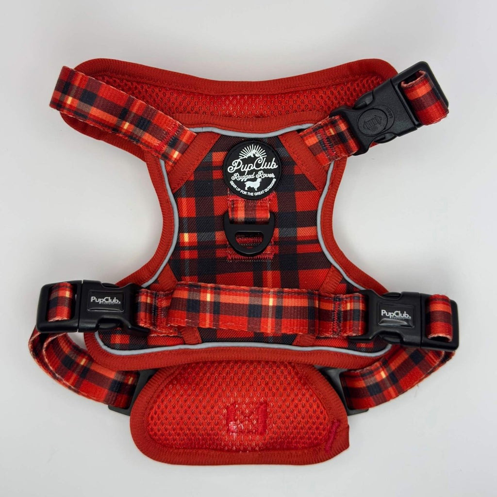 Red Tartan No Pull Dog Harness