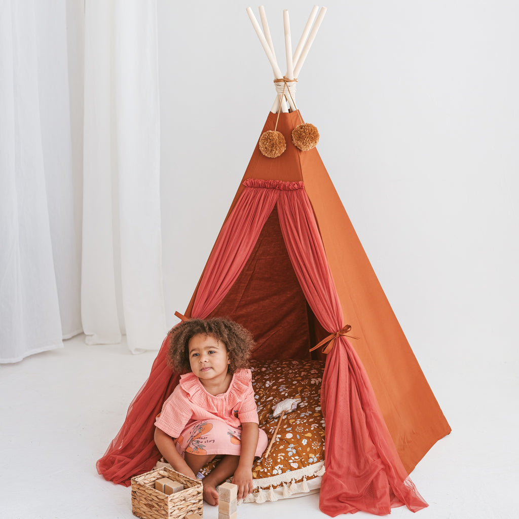 Fairy Kids Play Tent with Tulle in Cognac