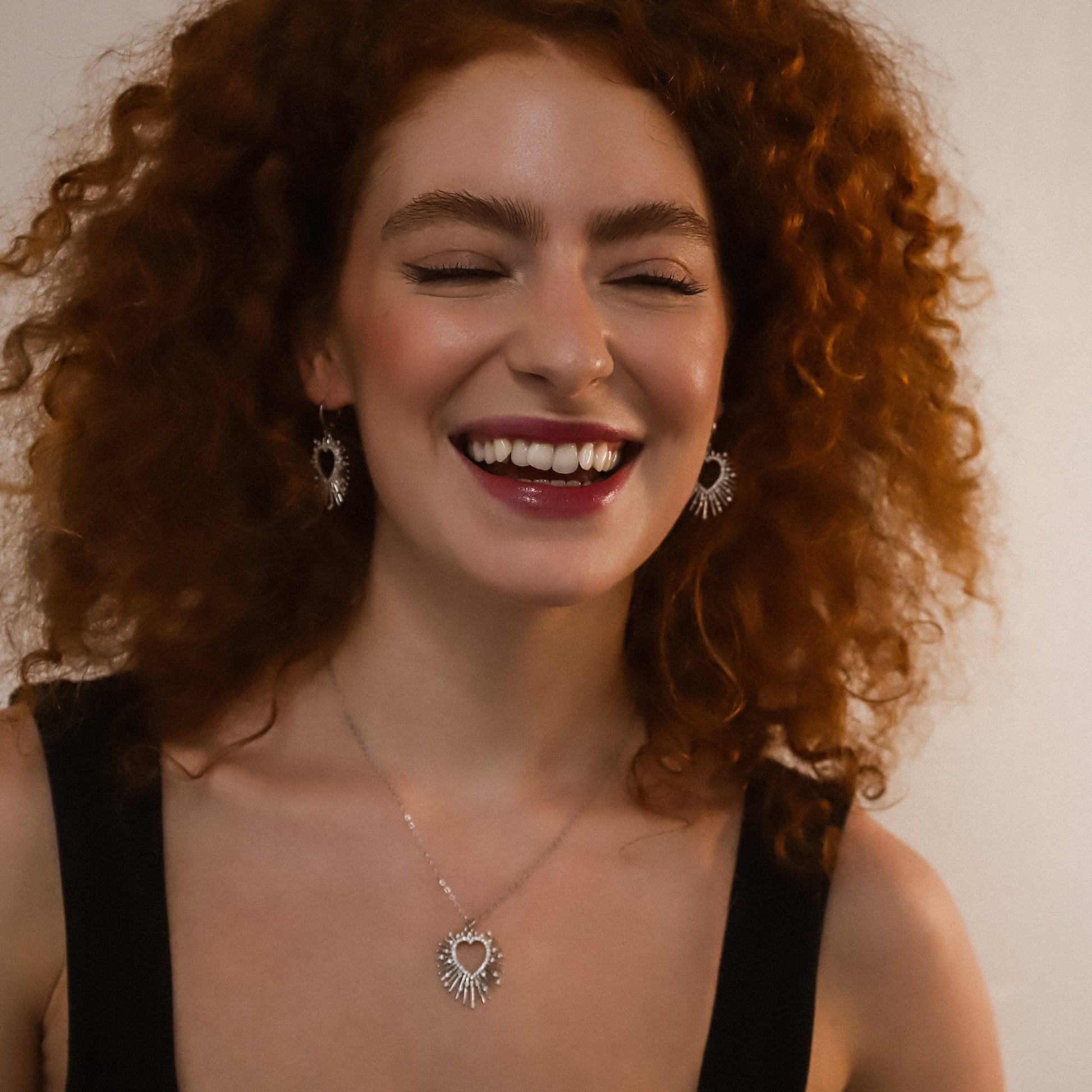 Sadie Starburst Heart Earrings in Silver Plated Brass