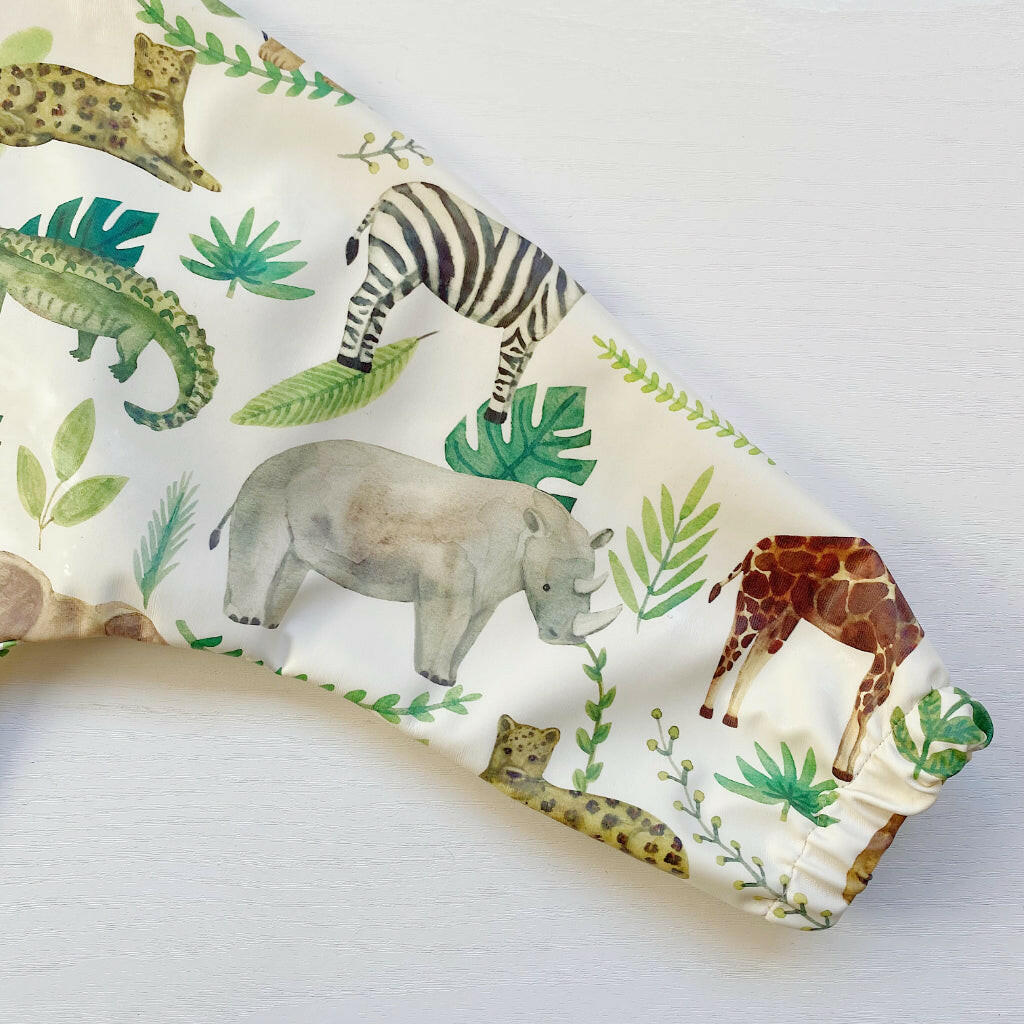 Long Sleeved Baby Bib - Safari Animals