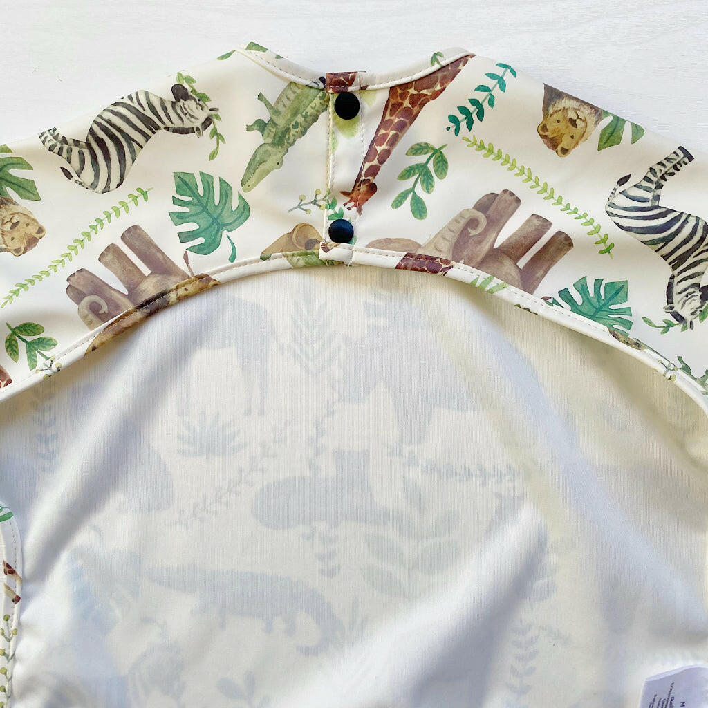 Long Sleeved Baby Bib - Safari Animals