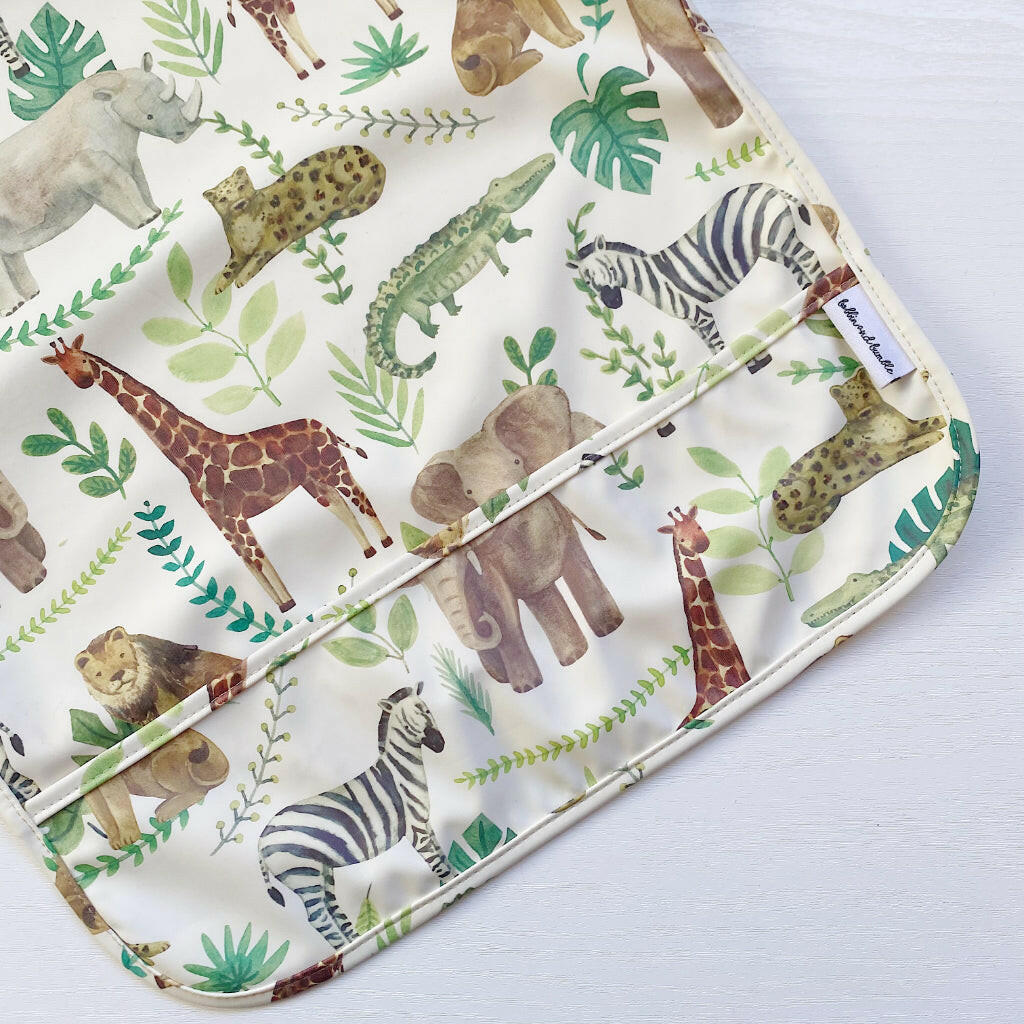 Long Sleeved Baby Bib - Safari Animals