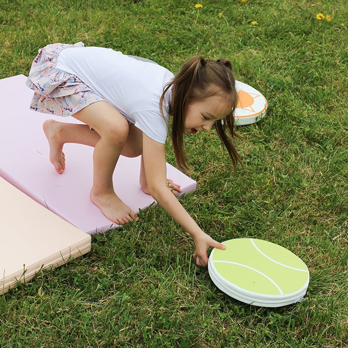 close-up of a pastel foam play mat set arranged on a clean floor for easy cleaning and practical use