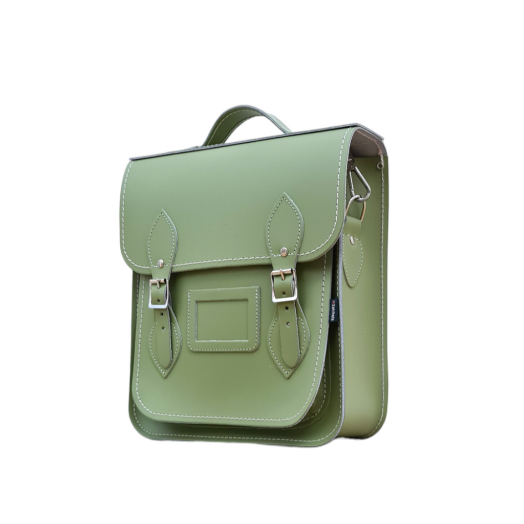 Handmade Leather City Backpack in Sage Green