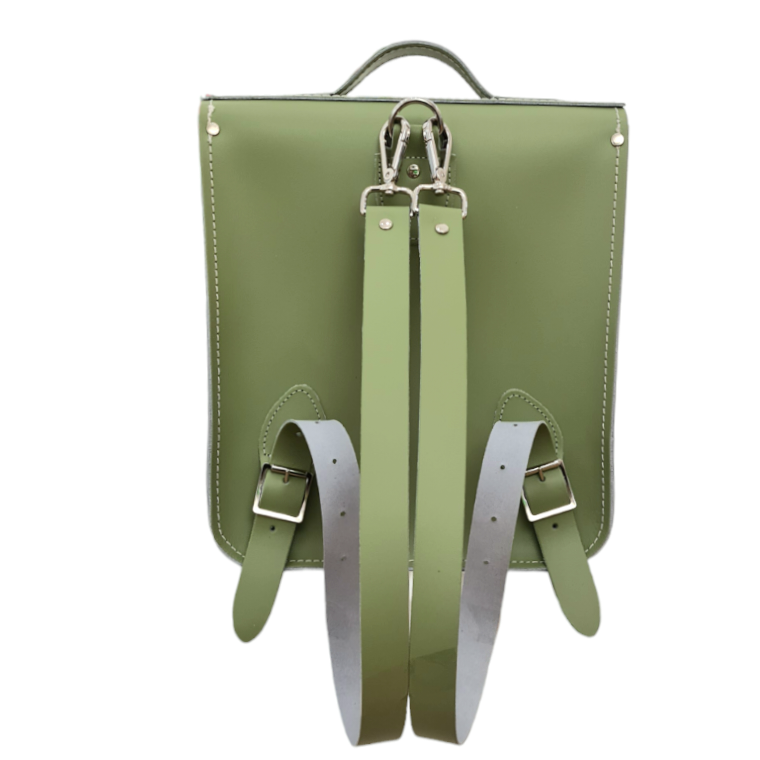 Handmade Leather City Backpack in Sage Green