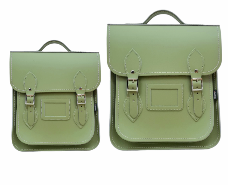 Handmade Leather City Backpack in Sage Green