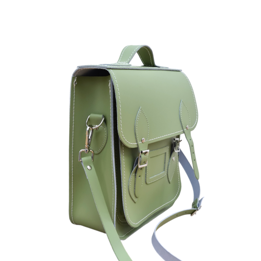 Handmade Leather City Backpack in Sage Green