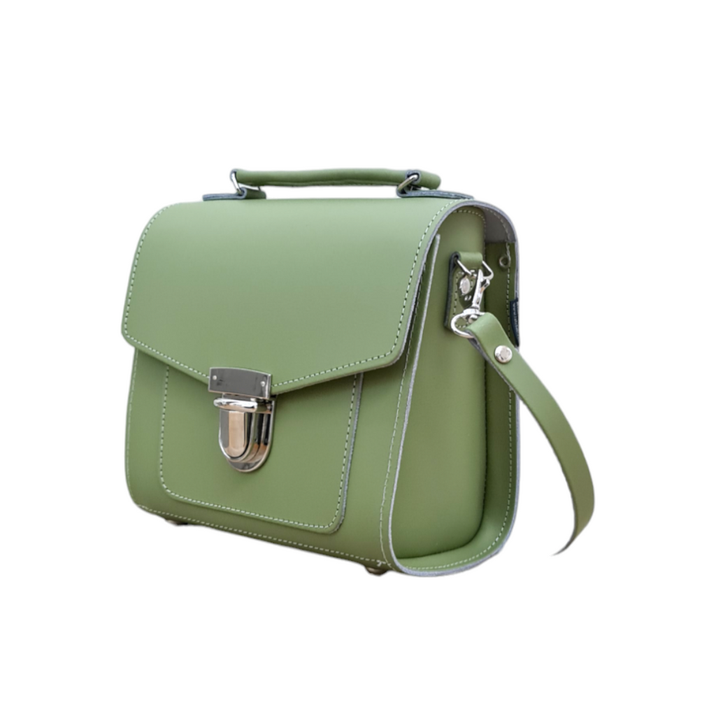 Handmade Leather Sugarcube Handbag in Sage Green