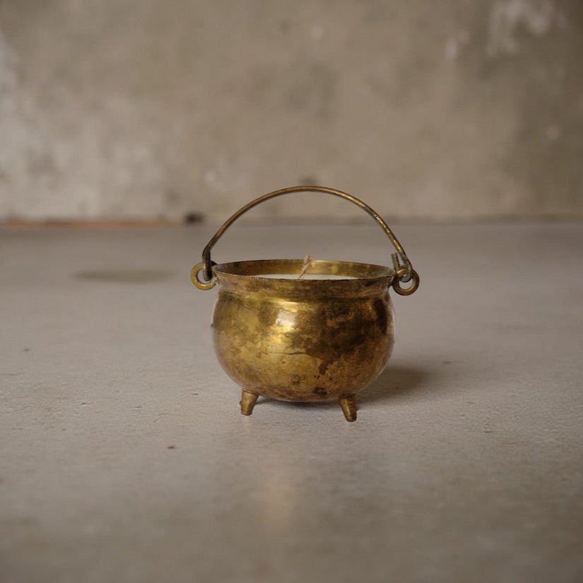 Vintage Salt Cellar Candle with Amber and Rock Salt