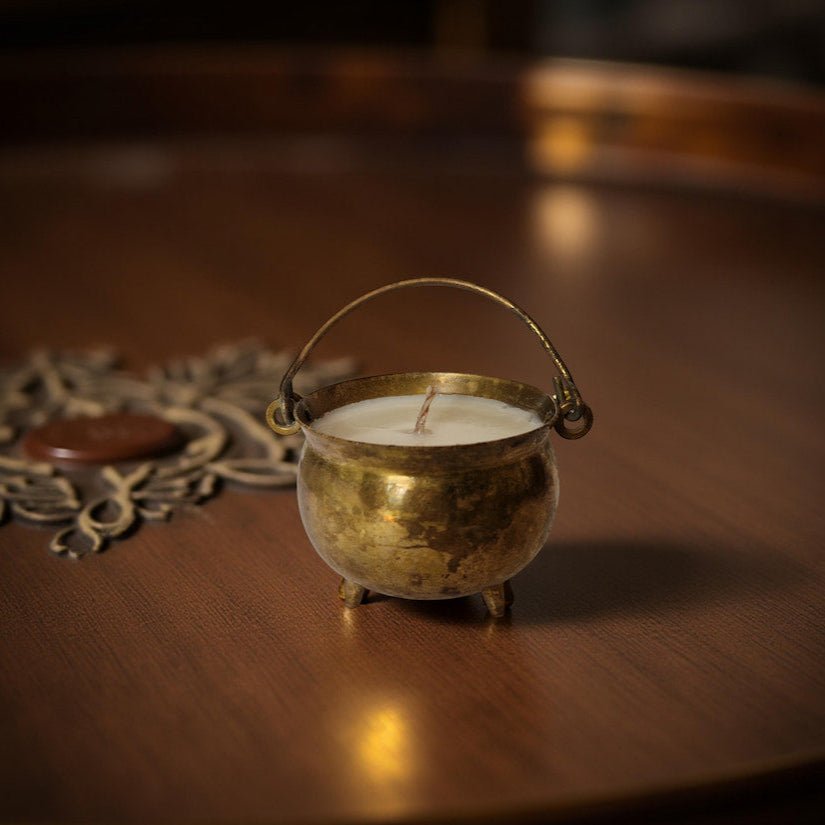 Vintage Salt Cellar Candle with Amber and Rock Salt