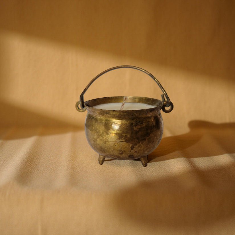 Vintage Salt Cellar Candle with Amber and Rock Salt