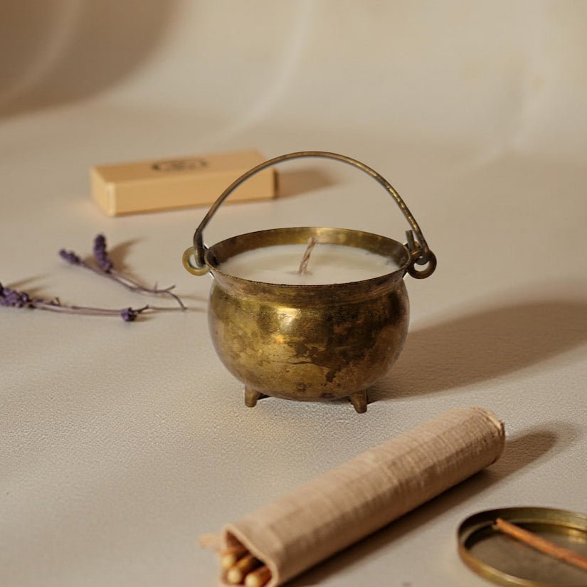 Vintage Salt Cellar Candle with Amber and Rock Salt