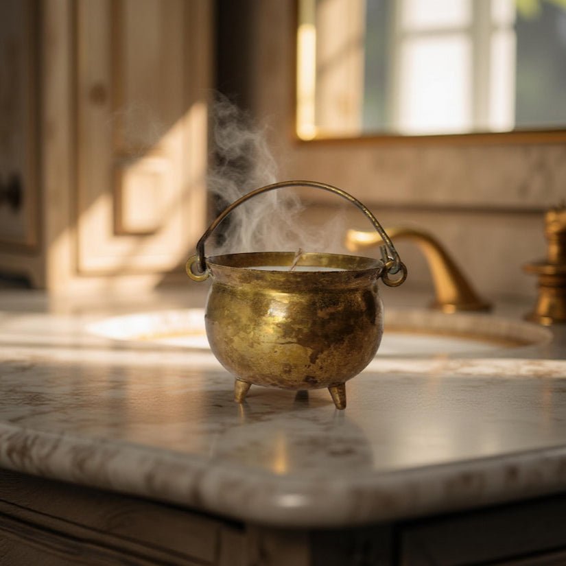 Vintage Salt Cellar Candle with Amber and Rock Salt