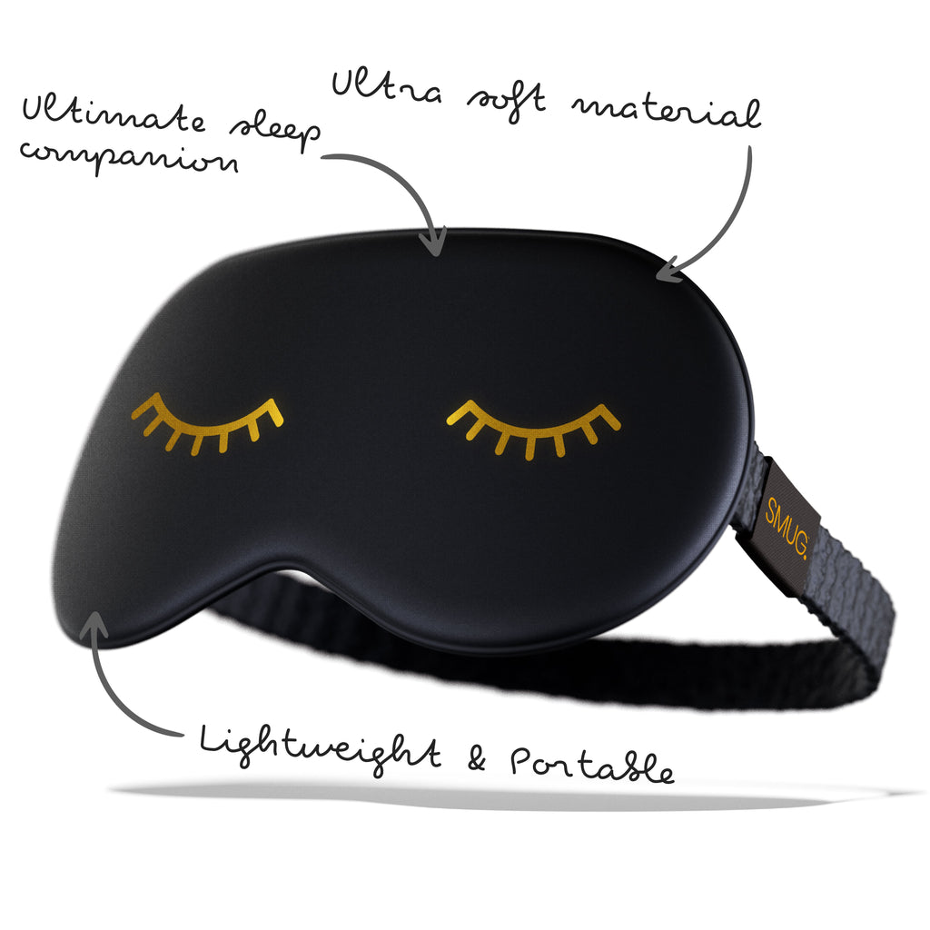 Black Satin Sleep Mask with Wink Print