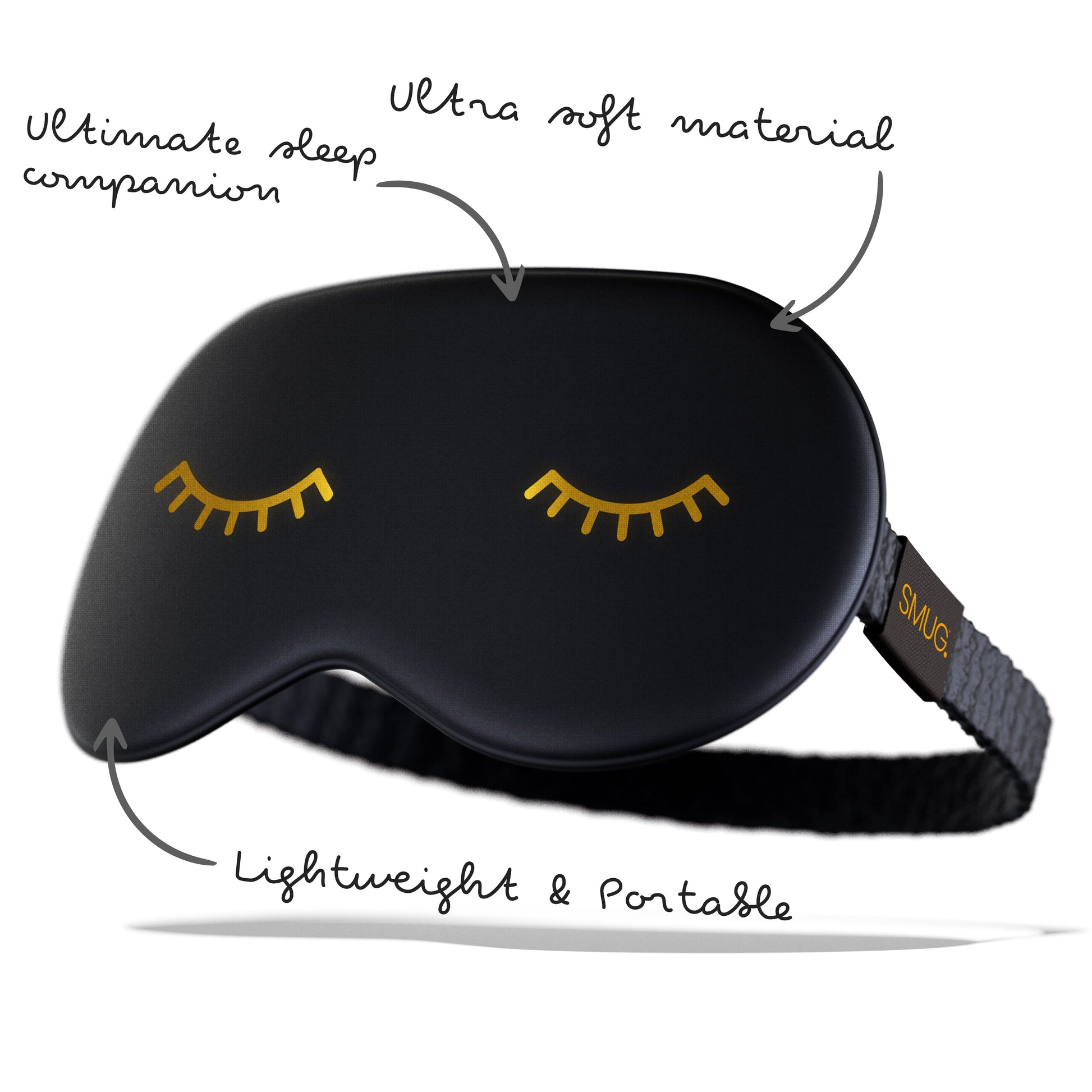 Black Satin Sleep Mask with Wink Print