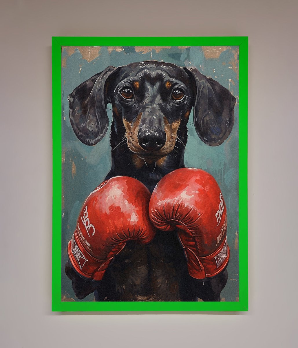 Sausage Dog Boxing Framed Print