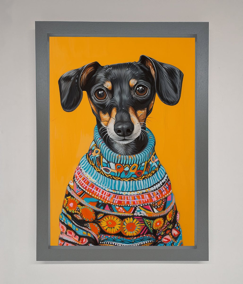 Sausage Dog In A Sweater Framed Print