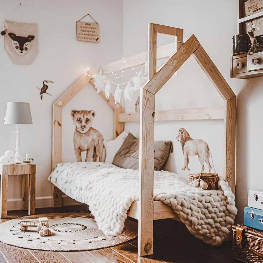 elegant savanna wonderland wall sticker set with a lion and cub in soft botanical pastels