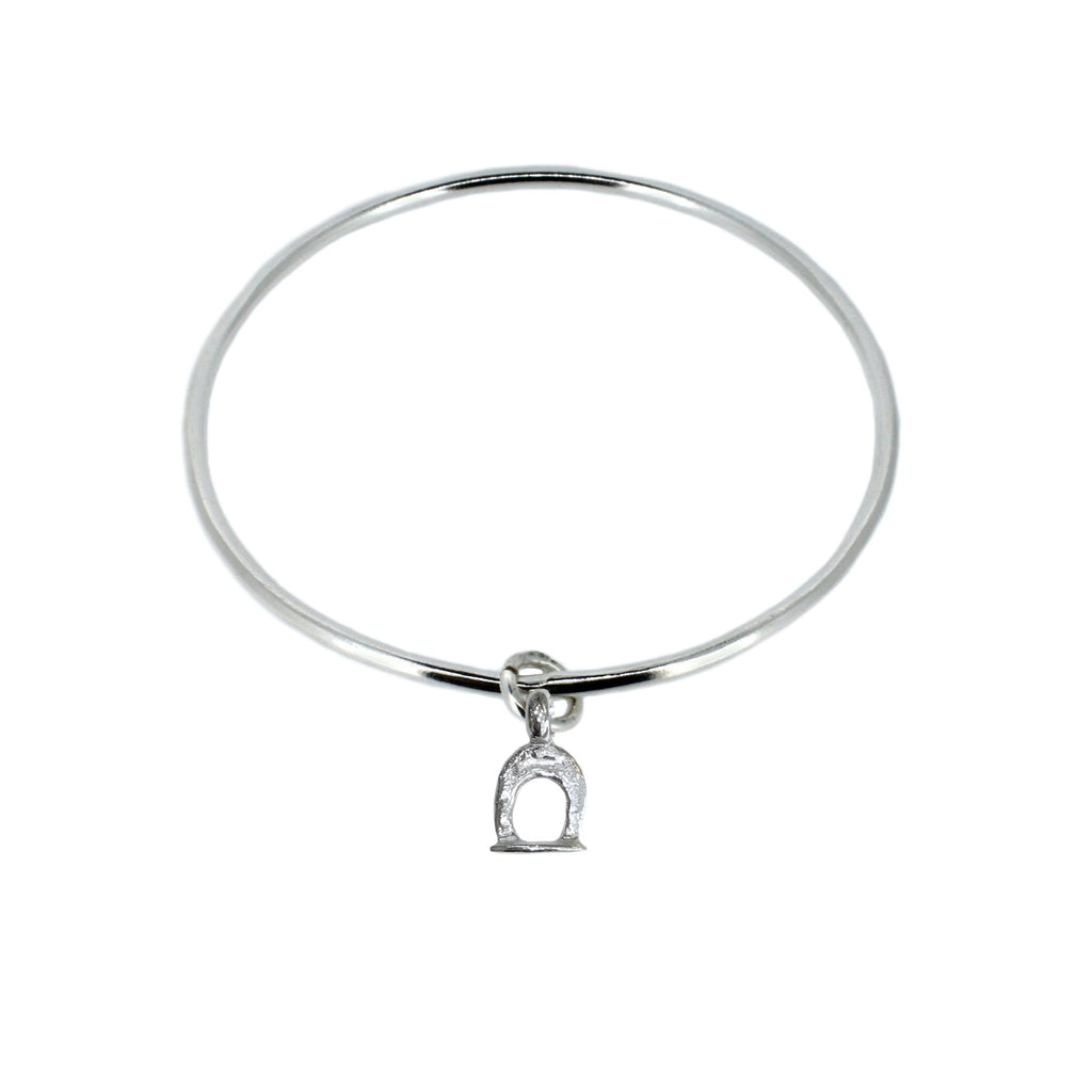 Sterling Silver Stirrup Charm Bangle