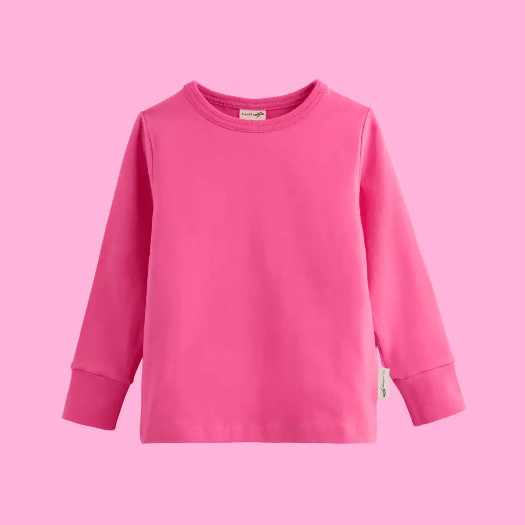 Organic Long Sleeve Top in Bubblegum Pink