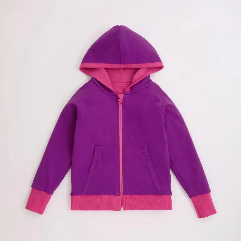 Reversible Organic Hoodie in Bubblegum Pink and Purple