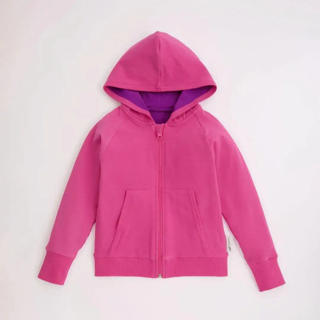 Reversible Organic Hoodie in Bubblegum Pink and Purple