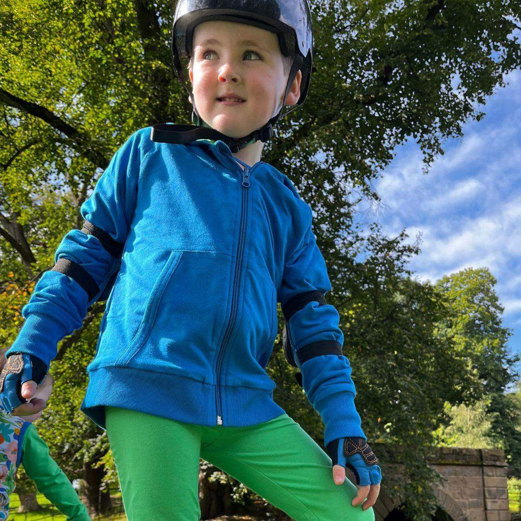 Reversible Organic Hoodie in Peacock Blue and Tropical Green