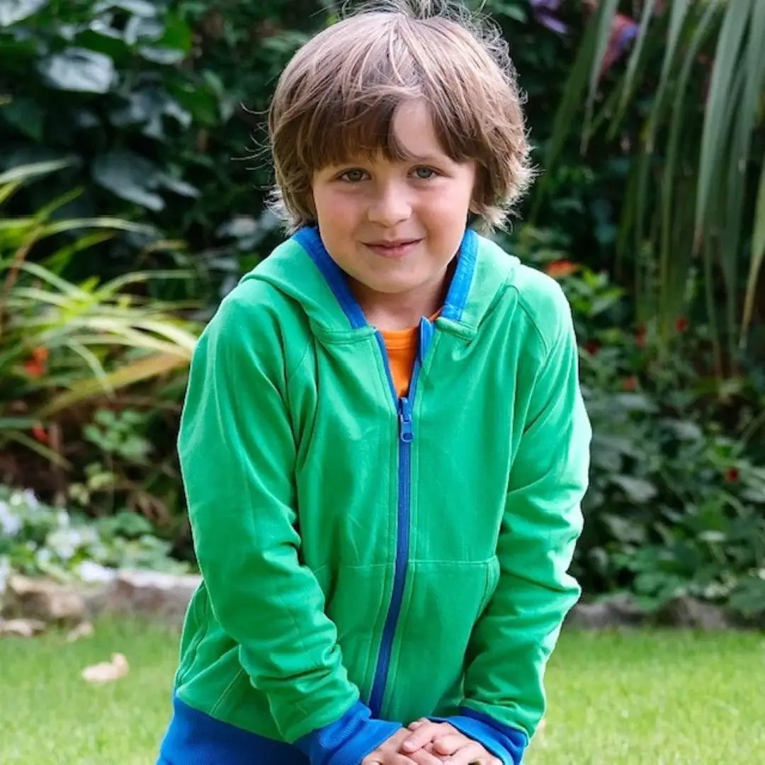 Reversible Organic Hoodie in Peacock Blue and Tropical Green