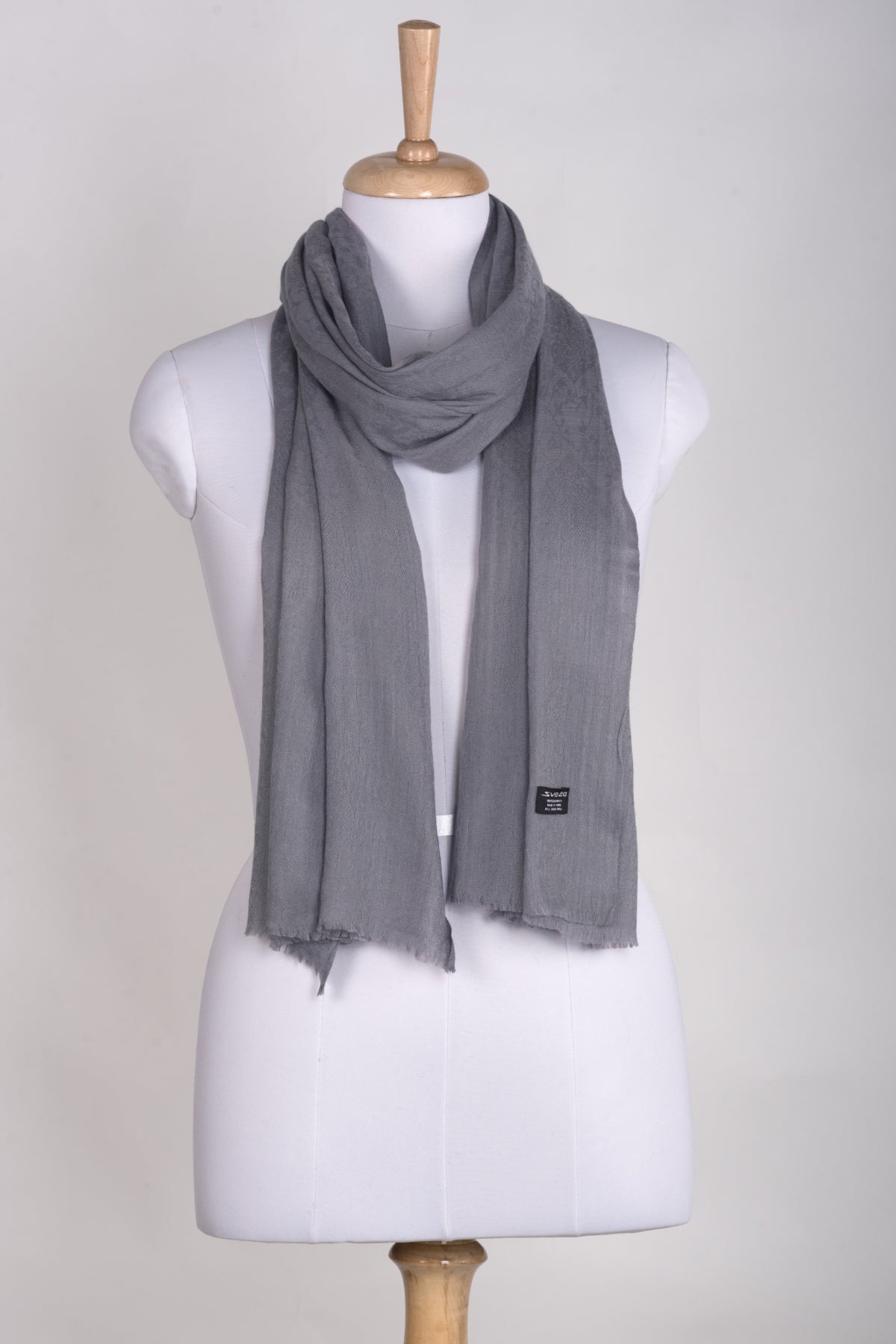 Paisley Jacquard Weave Cashmere Wool Scarf in Duck Egg