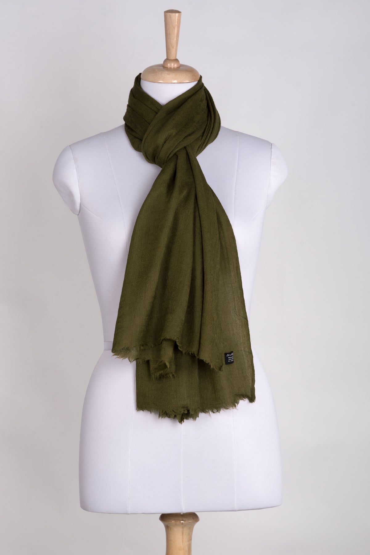 Paisley Jacquard Weave Cashmere Wool Scarf in Olive