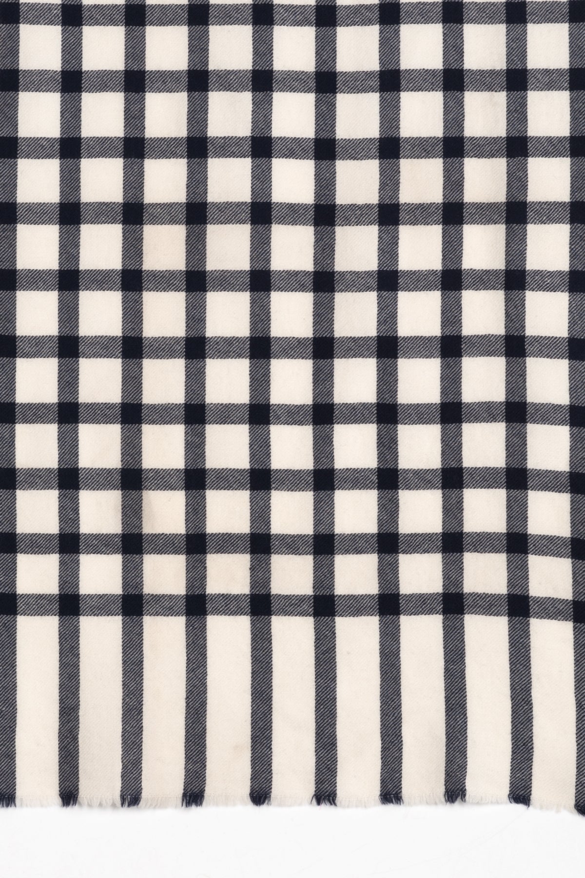 Windowpane Check Merino Wool Scarf in Off White Navy