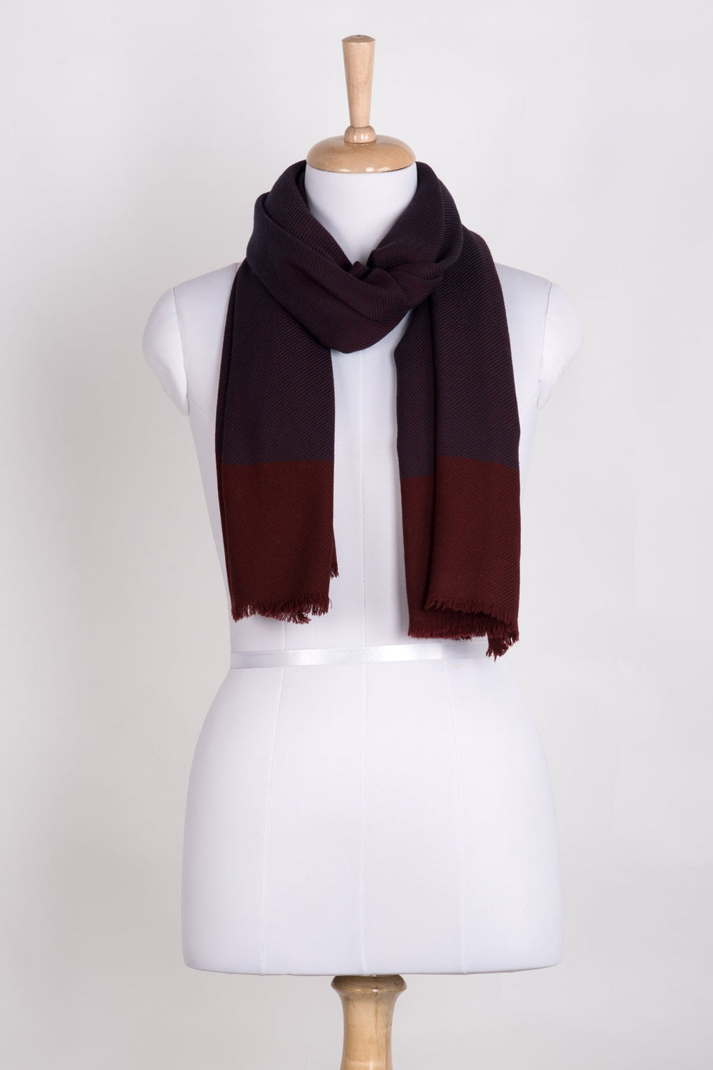 Violet Deep Red Merino Wool Twill Scarf
