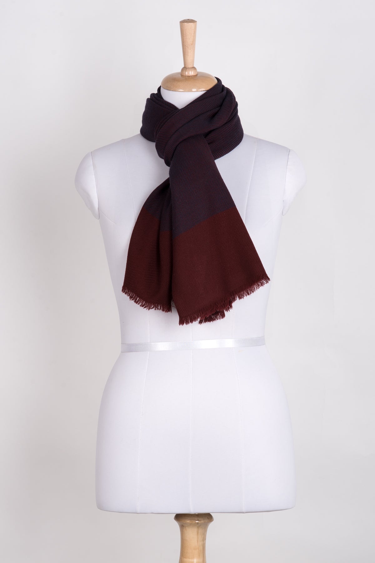 Violet Deep Red Merino Wool Twill Scarf