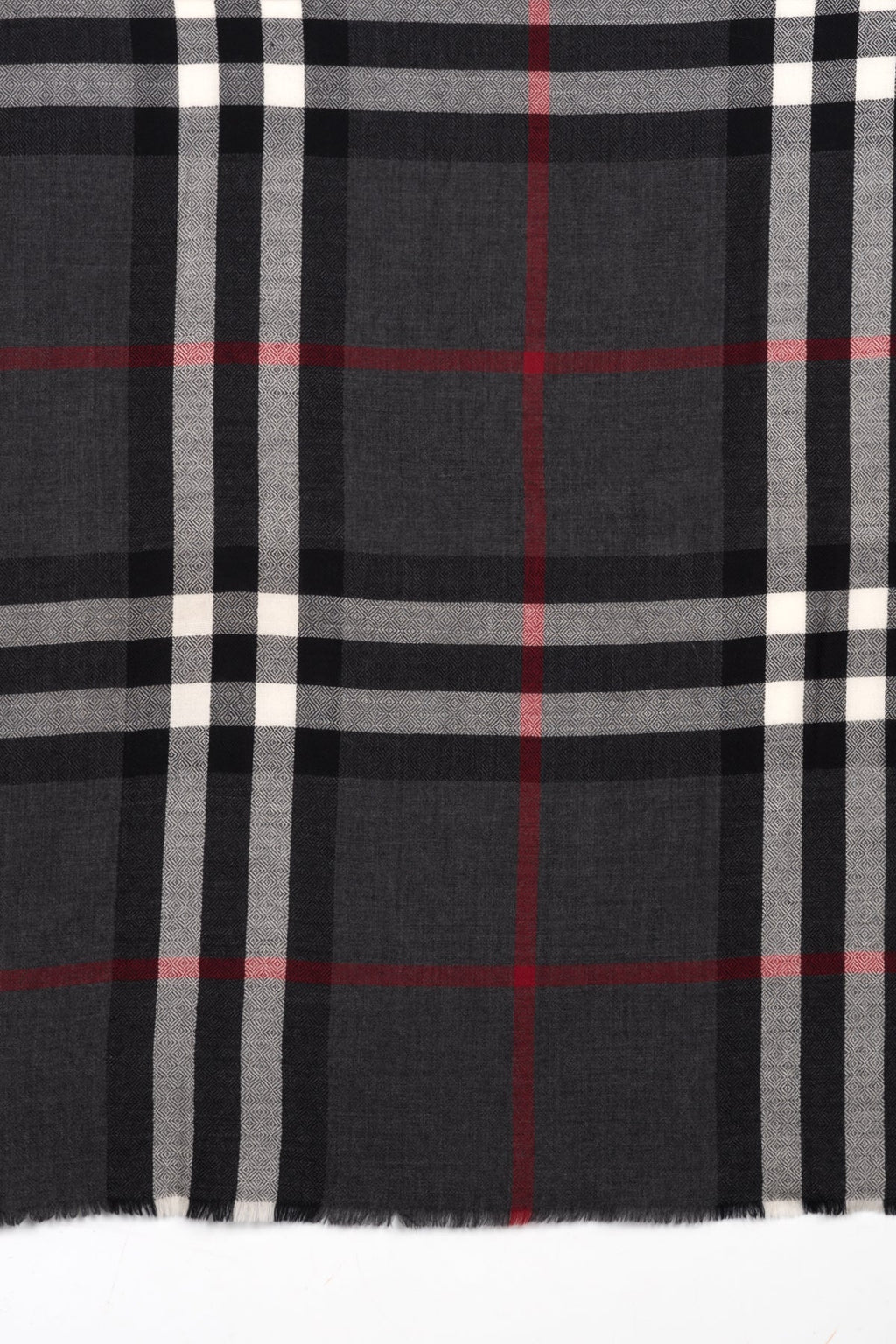 Charcoal Check Merino Wool Scarf