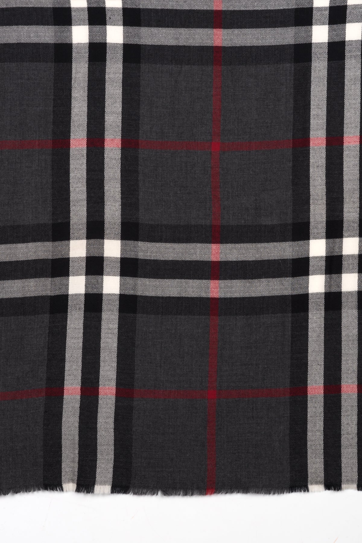 Charcoal Check Merino Wool Scarf