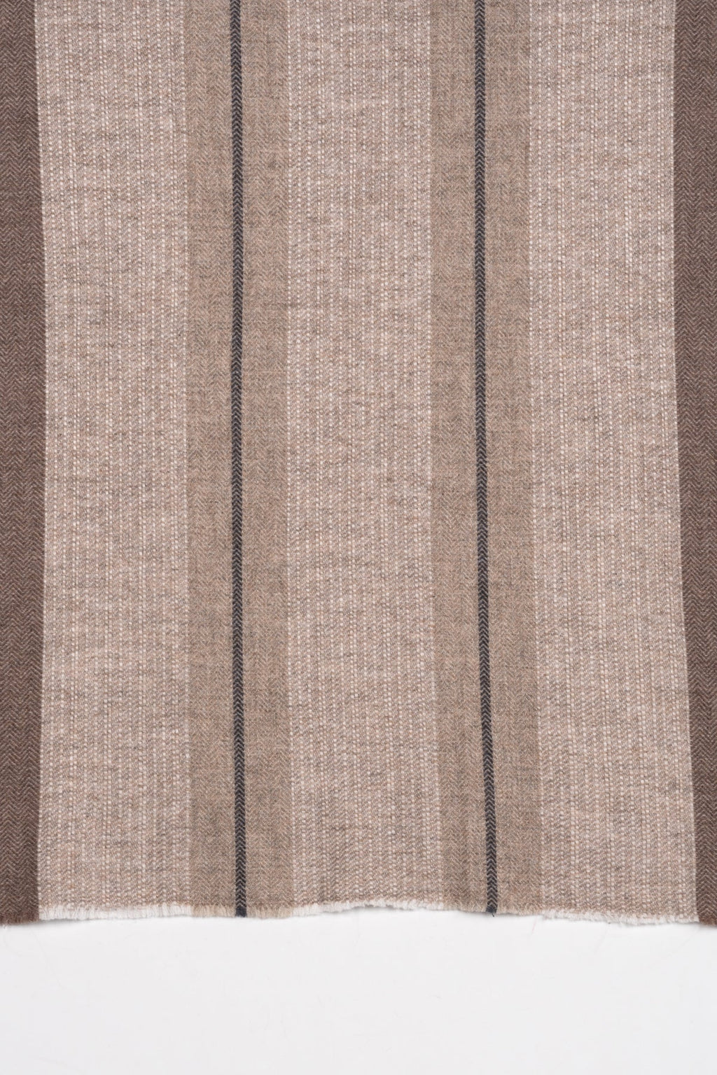 Reversible Striped Chevron Cashmere Wool Scarf in Beige