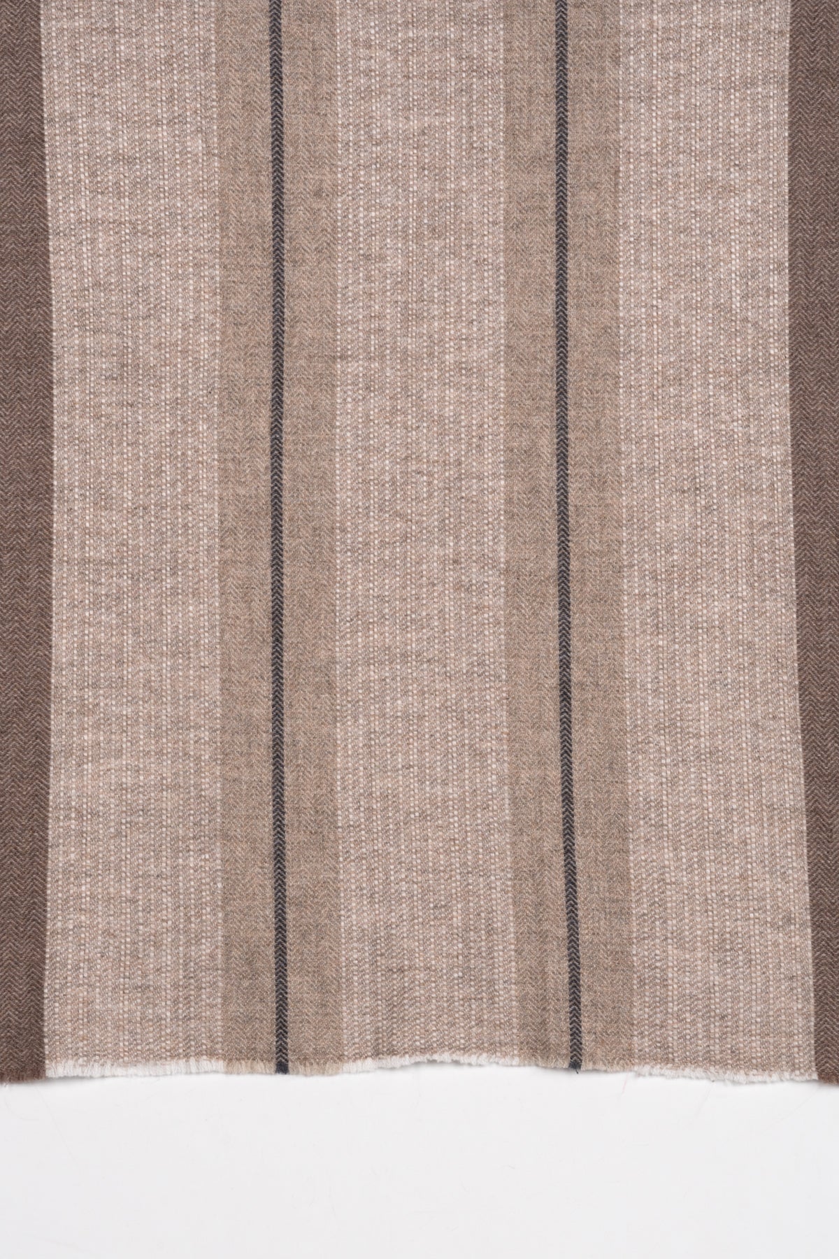 Reversible Striped Chevron Cashmere Wool Scarf in Beige
