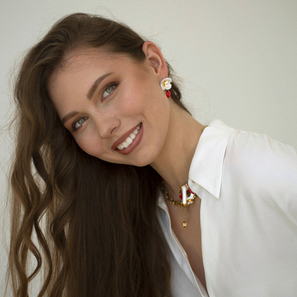 Eye of Protection Earrings – Handmade with 24K Gold & Swarovski by SCULP at www.brixbailey.com