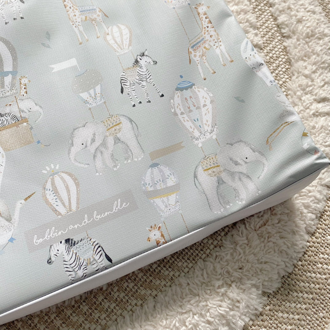 Anti-Roll Wedge Baby Changing Mat - Blue Hot Air Balloons Print