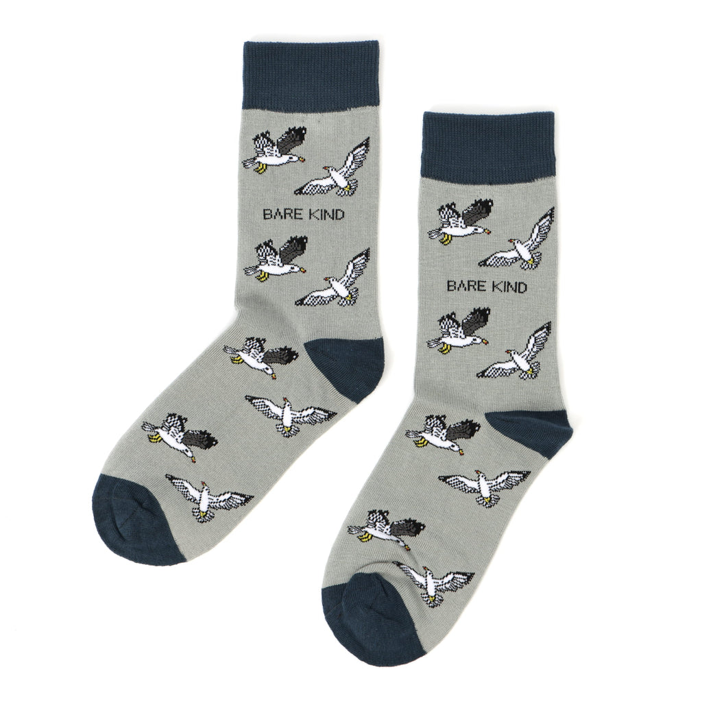 Save the Seagull Bamboo Socks in Soft Grey