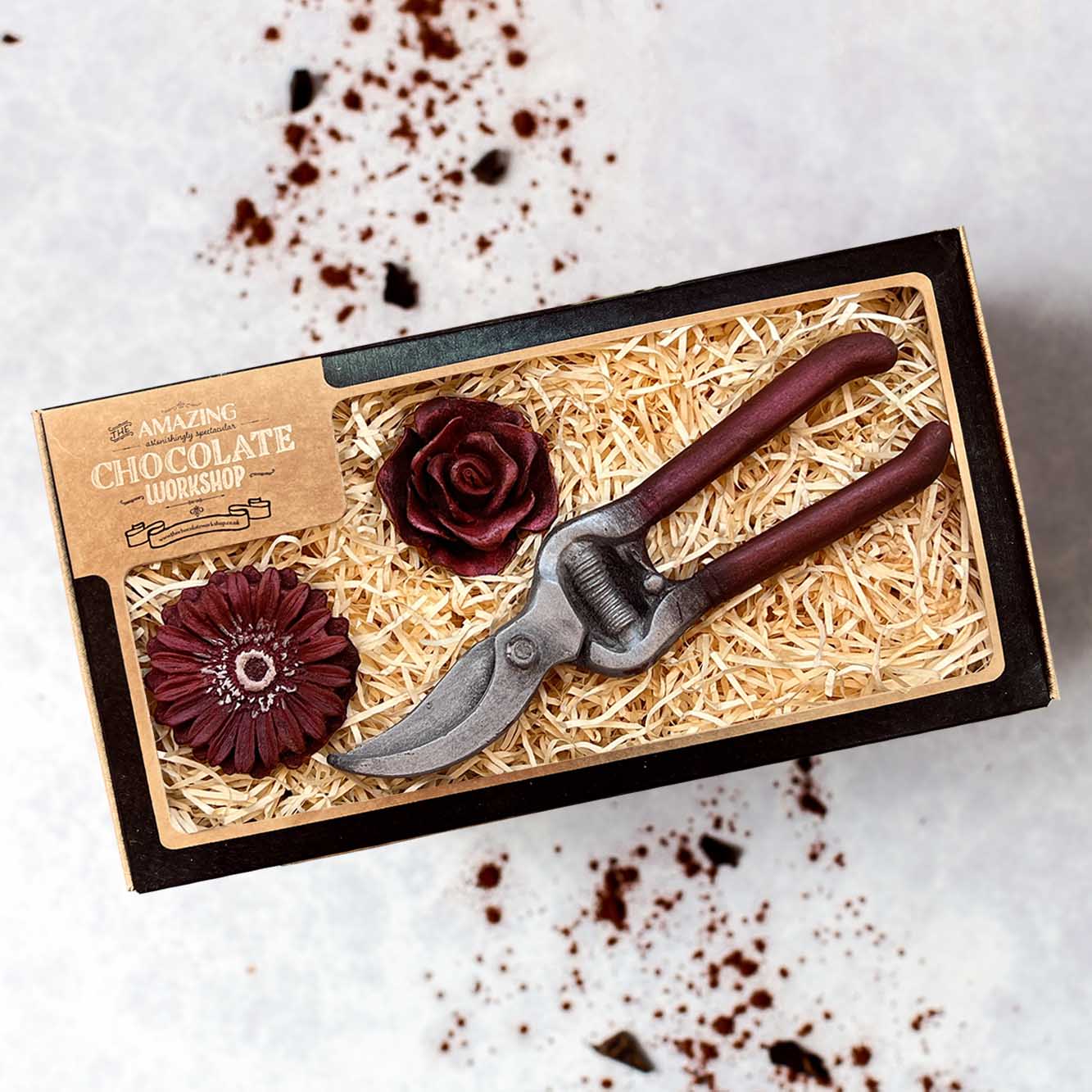Chocolate Secateur and Rose Gift Box