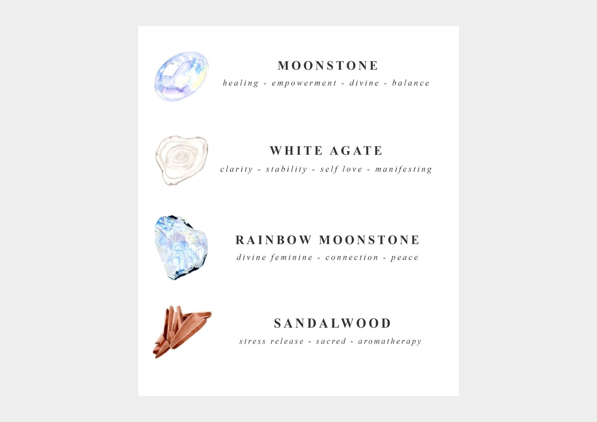 Selene Moonstone Mala Bracelet with Sandalwood and Sterling Silver