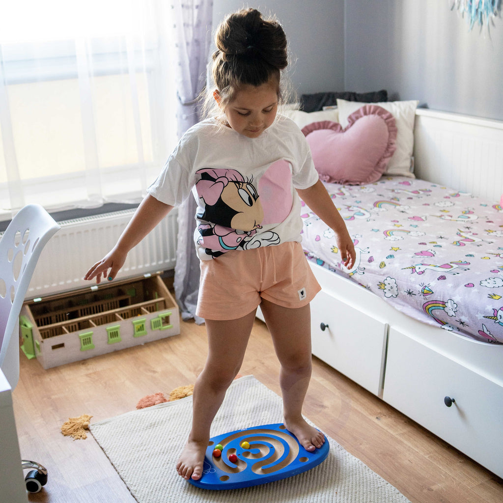 bold wooden balance board with maze track and bright balls for active kids to master coordination