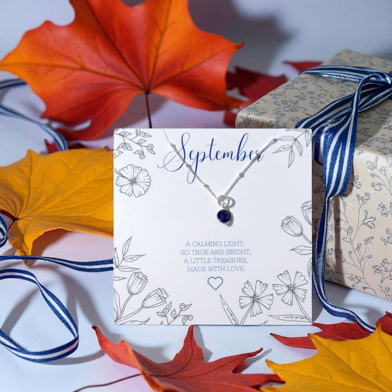 Sapphire Birthstone Necklace Sterling Silver