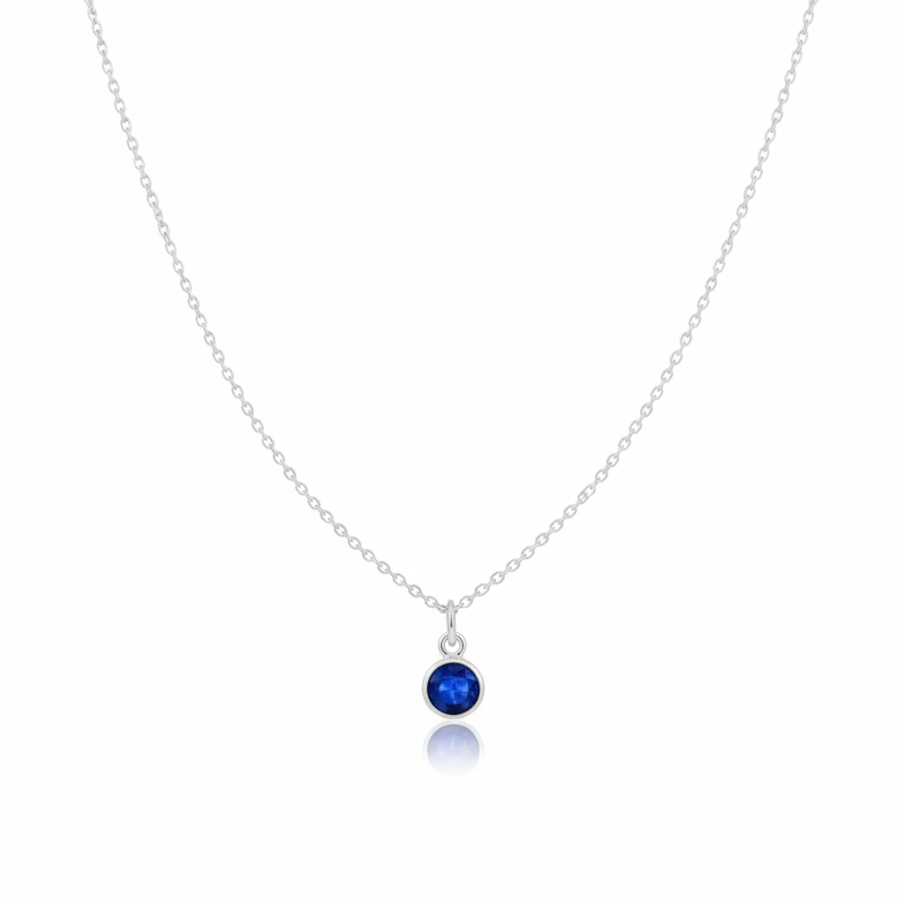 Sapphire Birthstone Necklace Sterling Silver