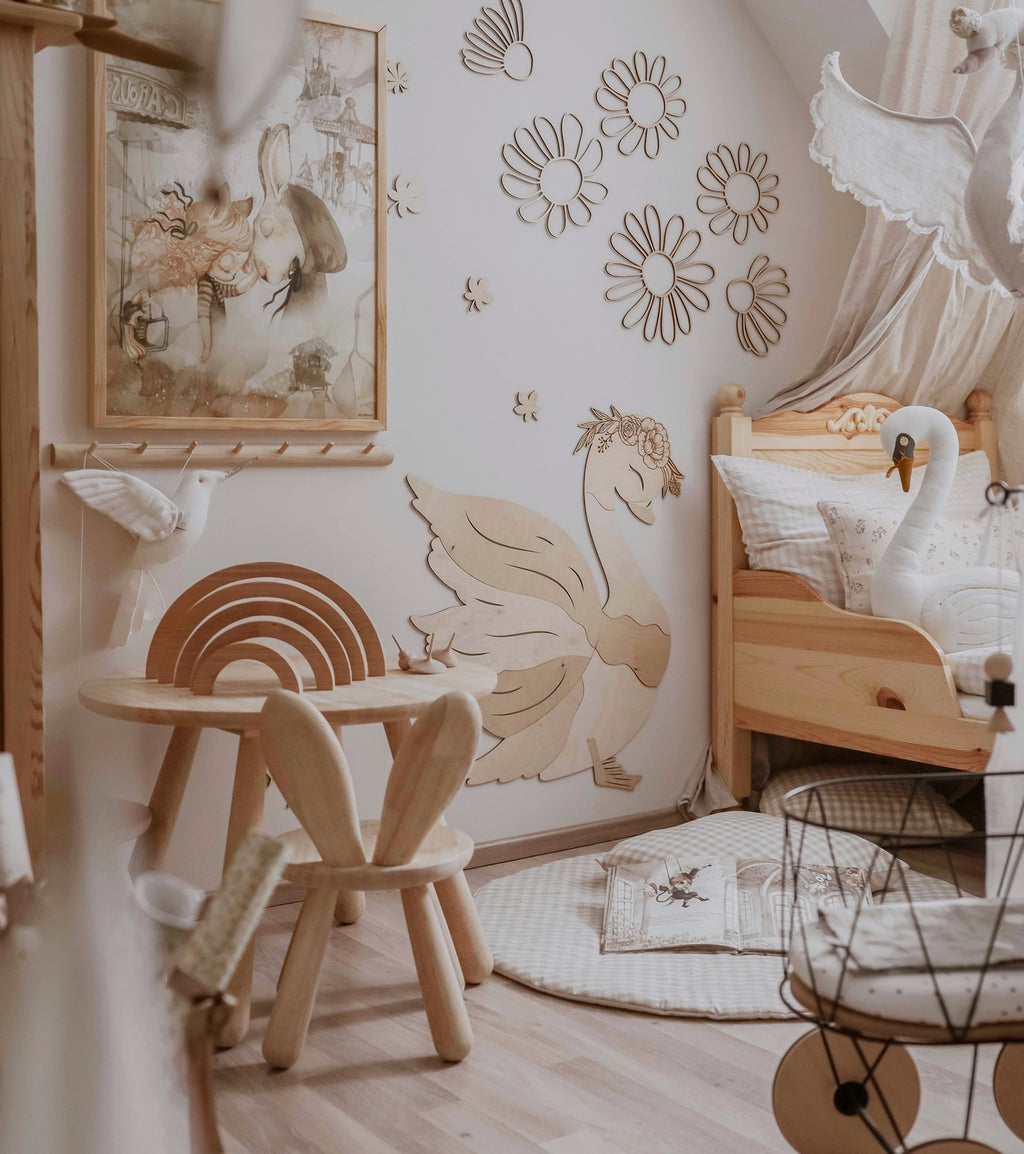 Set of 6 Wooden Flowers Wall Decoration - Daisies